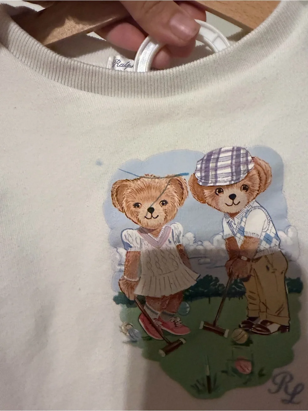 Cream Baby Sweatshirt & Jogger Set with Golf Bear Graphic toddler